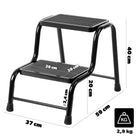 Drabina drabinka stalowa 150kg taboret schodki domowa mocna stabilna podest stołek do sięgania, 2 stopnie, wysokość 40