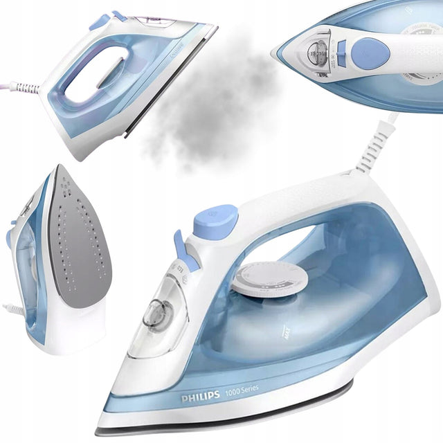 Żelazko Philips DST1010/20 1400 w parowe do prasowania ubrań, ceramiczna stopa, zbiornik 250 ml, para 18 g/min, uderzenie pary 65 g/min