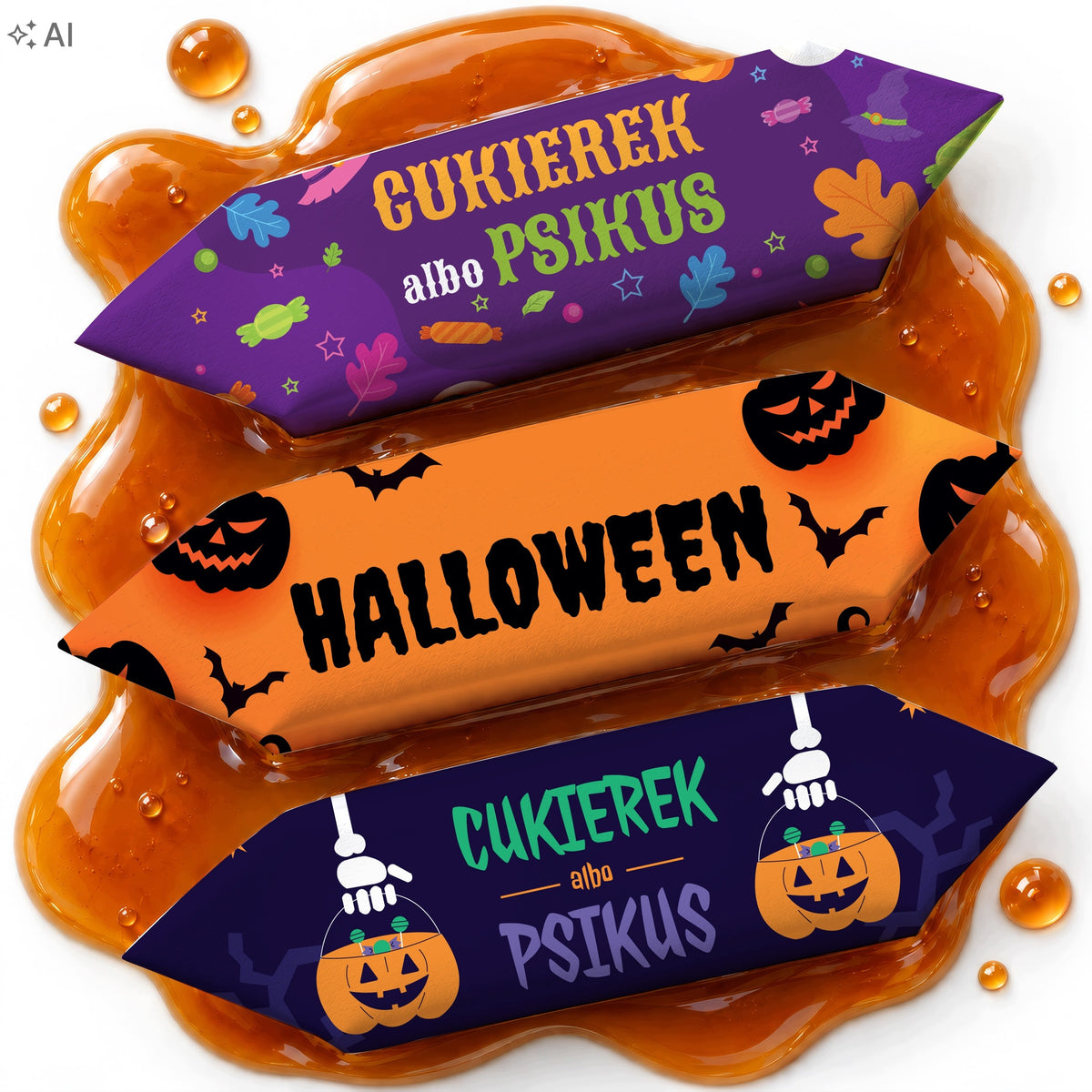 Krówki na halloween cukierki 1kg MIX wzorów słodycze express mleczne słodki poczęstunek na imprezę tematyczną, do