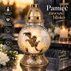 Duży Znicz szklany Kalia 23 cm z wkładem parafinowym złoty na grób 6 sztuk lampion na cmentarz, dekoracja nagrobka