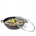 GARNEK 5,5 L MARMUROWY Patelnia Wok BRYTFANNA POKRYWA INDUKCJA GAZ KAMILLE garnek tradycyjny 32 cm 5.5 l aluminiowe