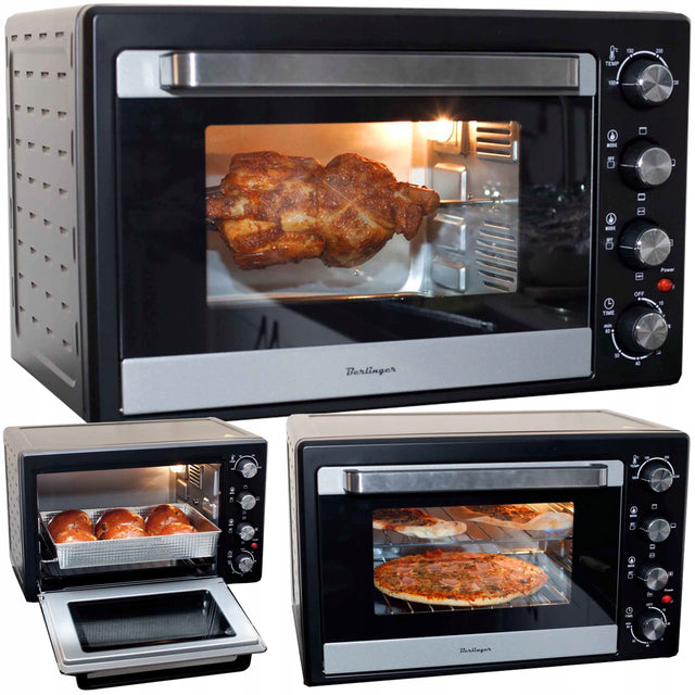 Mini Piekarnik 48l suszarka do grzybów - termoobieg rożno światło 2x szyba 48 l 1800 w czarny