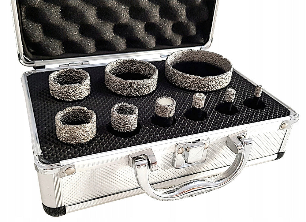 OTWORNICE DIAMENTOWE KORONKI DO GRESU PŁYTEK SPIEKÓW PROFI XBLACK WALIZKA wiertło koronowe ceramika kamień średnica 6 mm