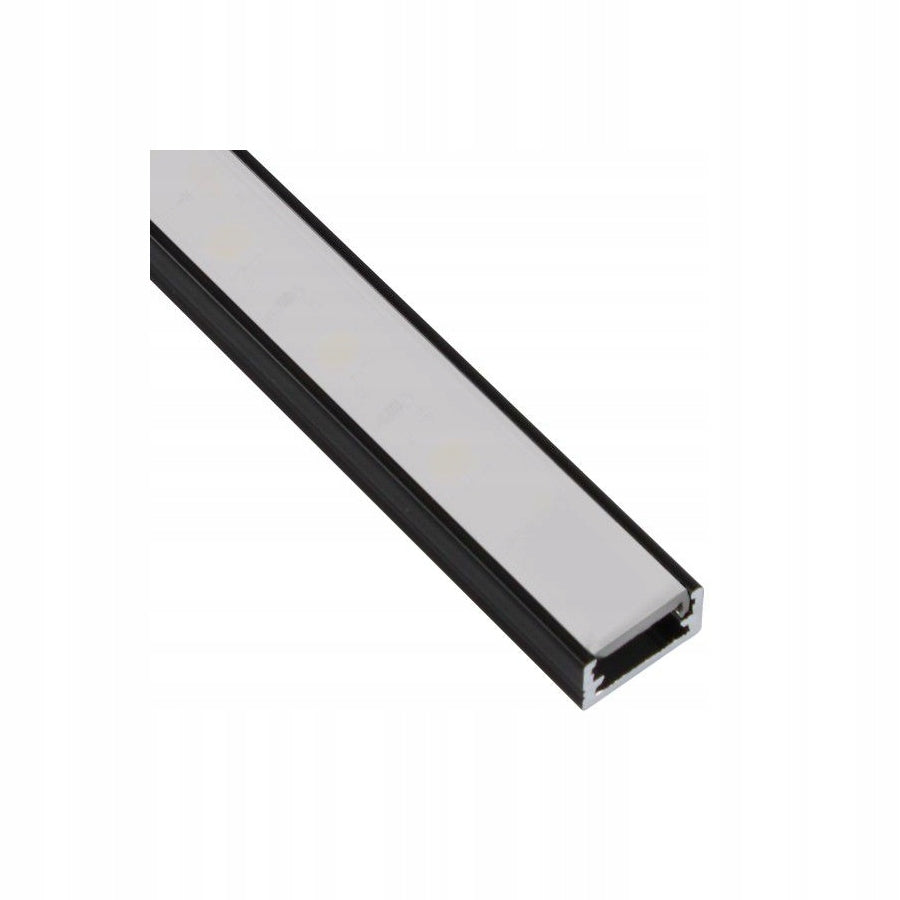 Profil line mini do LED 2m aluminiowy nawierzchniowy czarny klosz mleczny kanał na taśmę diodową, osłona rozpraszająca