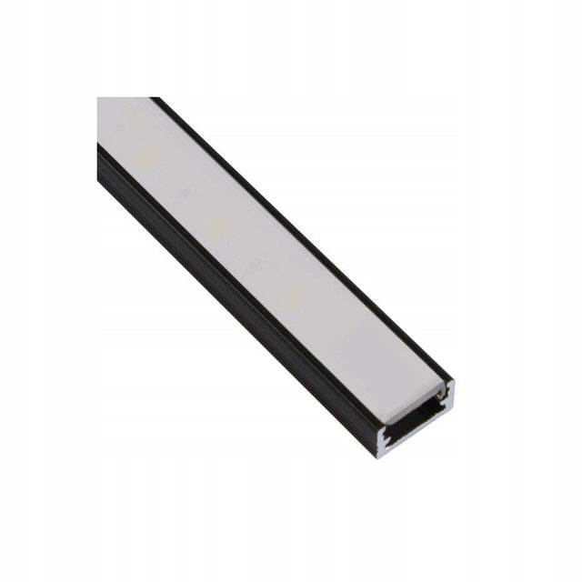 Profil line mini do LED 2m aluminiowy nawierzchniowy czarny klosz mleczny kanał na taśmę diodową, osłona rozpraszająca światło