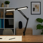 Podwójna Lampka LED na Biurko Kreślarska MOCNA 14W Regulowana 3 Barwy USB oświetlenie stołowe do nauki i pracy, czarna