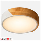 Lampa sufitowa Plafon LED drewno biały okrągły 30cm 30W Neutralny do salonu oświetlenie pokojowe zintegrowane źródło