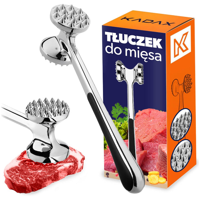 Tłuczek do mięsa młotek dwustronny metalowy rozbijak kotletów solidny szary
