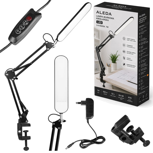 Lampka na biurko biurkowa nocna szkolna 3 kolory ściemniana regulowana wyp2 oświetlenie LED, zmienna barwa światła, do nauki i pracy, 47 cm