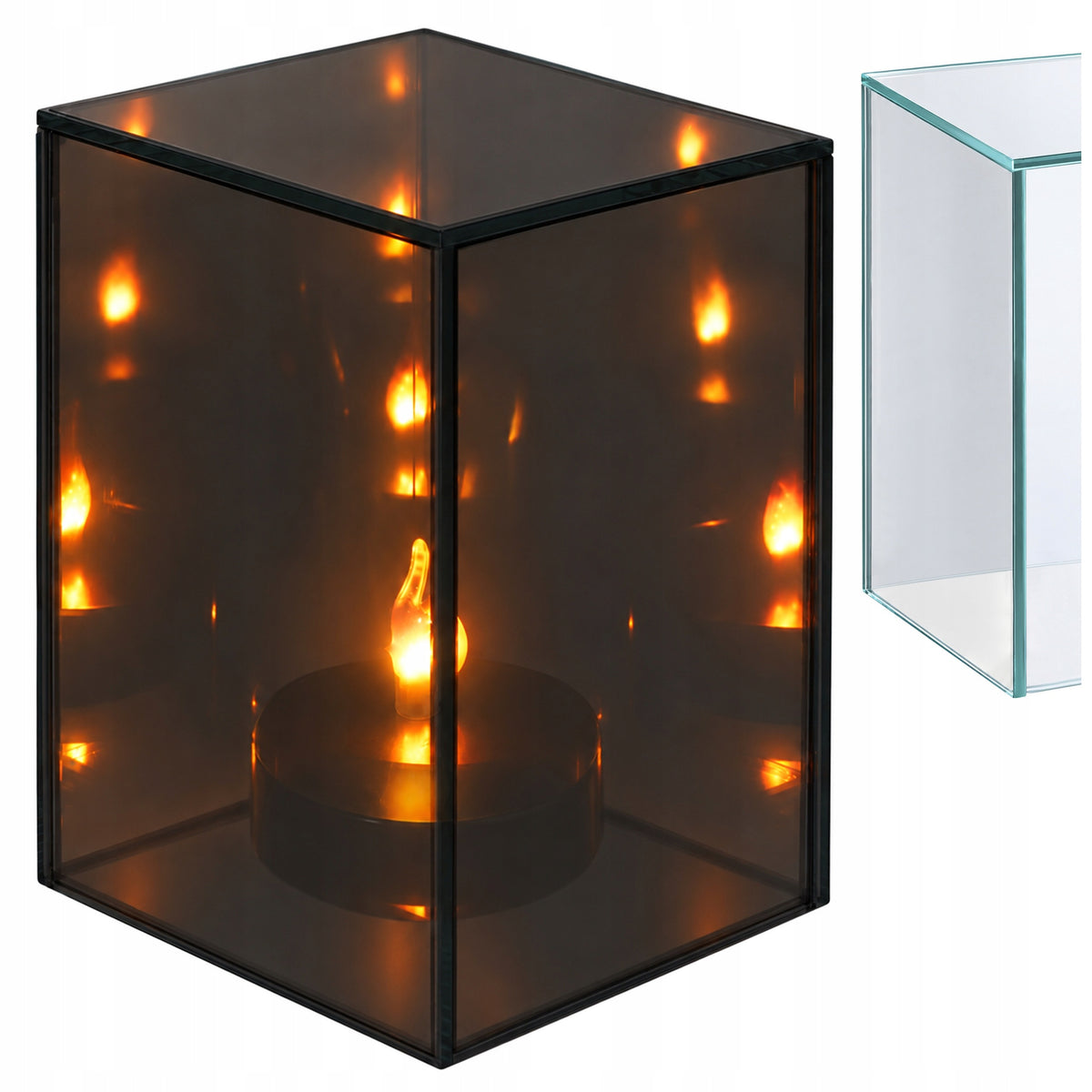Lampion Lustrzany LED Latarenka Dekoracyjna 3D na Baterie 10x15cm Znicz ozdoba nagrobna, iluminacja cmentarna