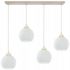 Lampa wisząca sufitowa żyrandol kaszmirowy BEŻ glamour kule nad stół wyspę 4-punktowa, gwint E27, metalowa, 100 cm, do