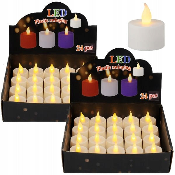 48x Świeczka Dekoracyjna Led płomień Tea Light wkłady do Znicza z Baterią lampionów, światełka nagrobne, imitacja