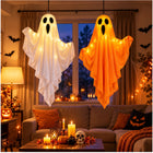 Ozdoby Halloween Dekoracje wiszące świecące duchy LED świetlne zestaw x2