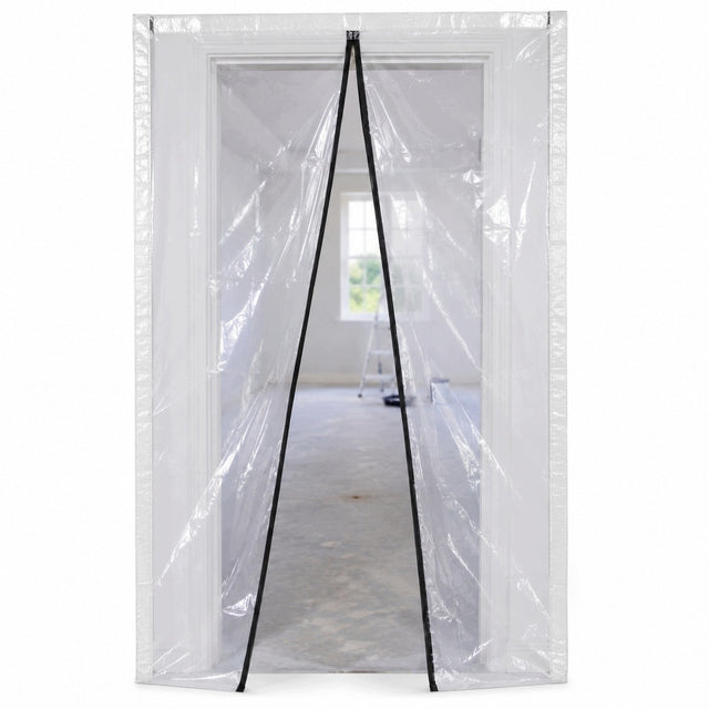 Drzwi Przeciwpyłowe budowlane XXL Malarskie Kurtyna przeciwpyłowa remont foliowa osłona z zamkiem błyskawicznym 120x220 cm do prac wykończeniowych