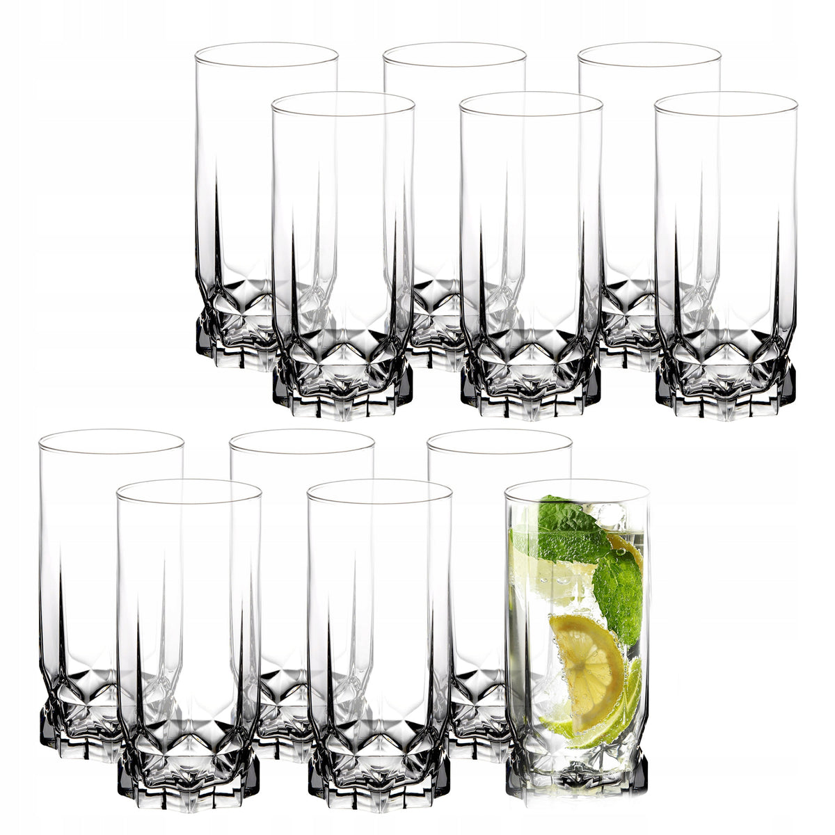 SZKLANKI DO DRINKÓW NAPOJÓW 12x 325ml WODY WYSOKIE ZESTAW KOMPLET SZKLANEK do koktajli i soków, szkło bezbarwne, można