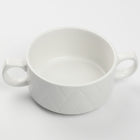 ZESTAW 6 SZT BULIONÓWKA CERAMICZNA Z TŁOCZENIEM 230ML DO ZUP FLAKÓW DESERÓW biała miseczka, można myć w zmywarce
