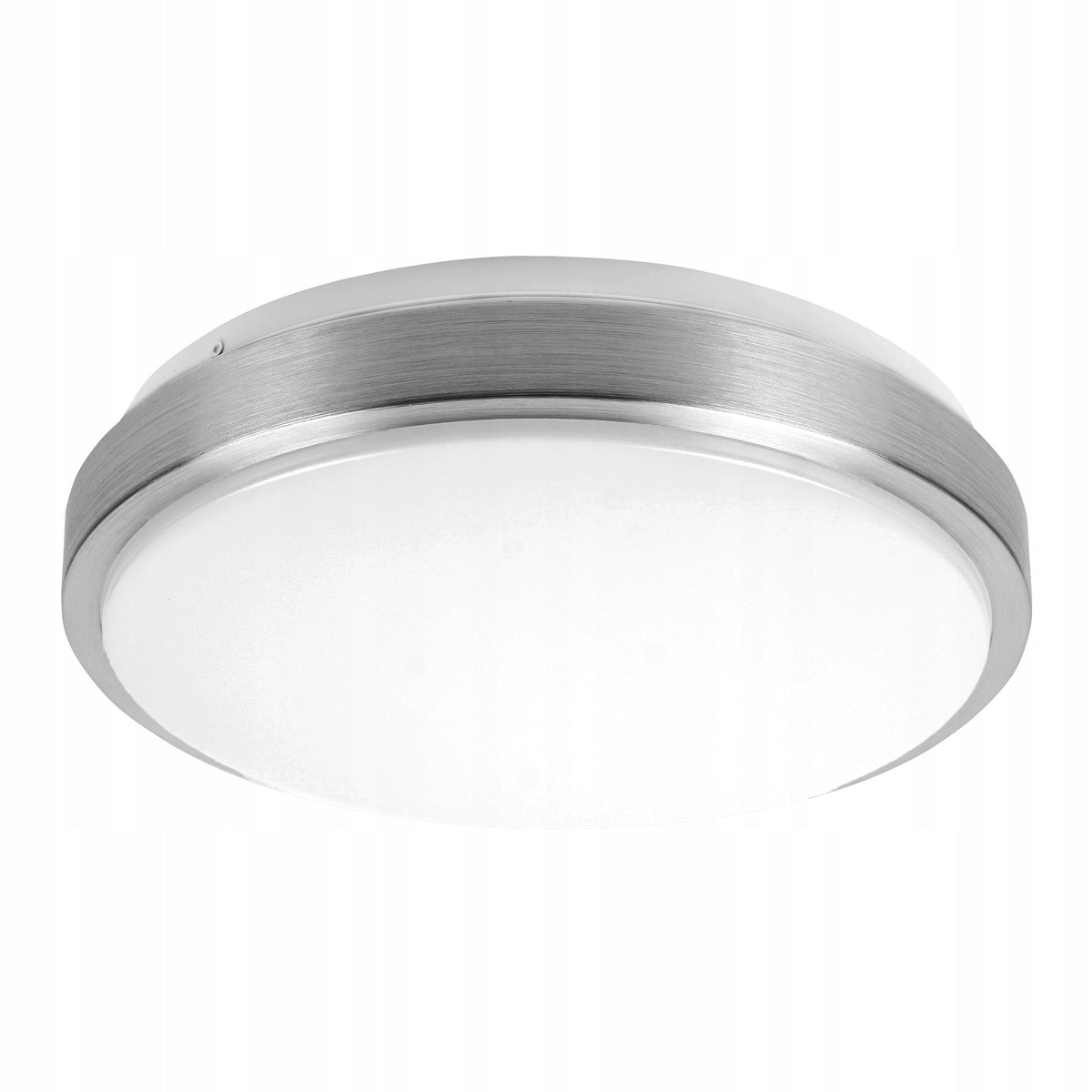 Plafon LED Lampa Sufitowa Natynkowy Sufitowy 2xE27 Łazienkowy Okrągły oprawa bez żarówek, biało-srebrna, szerokość 30