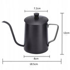 Dzbanek do kawy z dripa czajnik konewka barista gęsia szyja stalowy 350 ML imbryk przelewowy, czarny, pour over