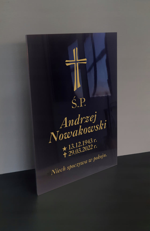 Tabliczka Nagrobna/nagrobkowa 20x30 czarna metalowa oznaczenie miejsca pochówku, płyta informacyjna na cmentarz