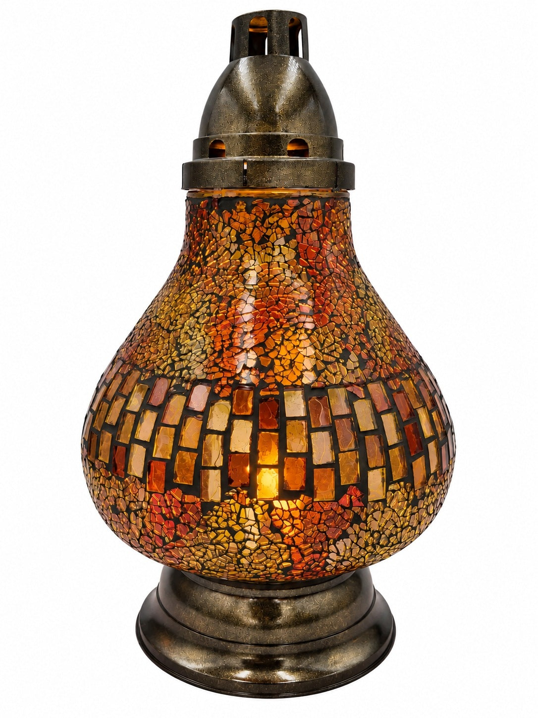 Znicz na wkład witraz karafka karafa pomarańczowa premium orange illumini lampion nagrobny, ozdoba na grób, wysokość 36