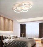 Lampa LED plafon sufit żyrandol pilot 4x ring 76W oprawa wisząca do salonu biała aluminiowa 4 punkty świetlne