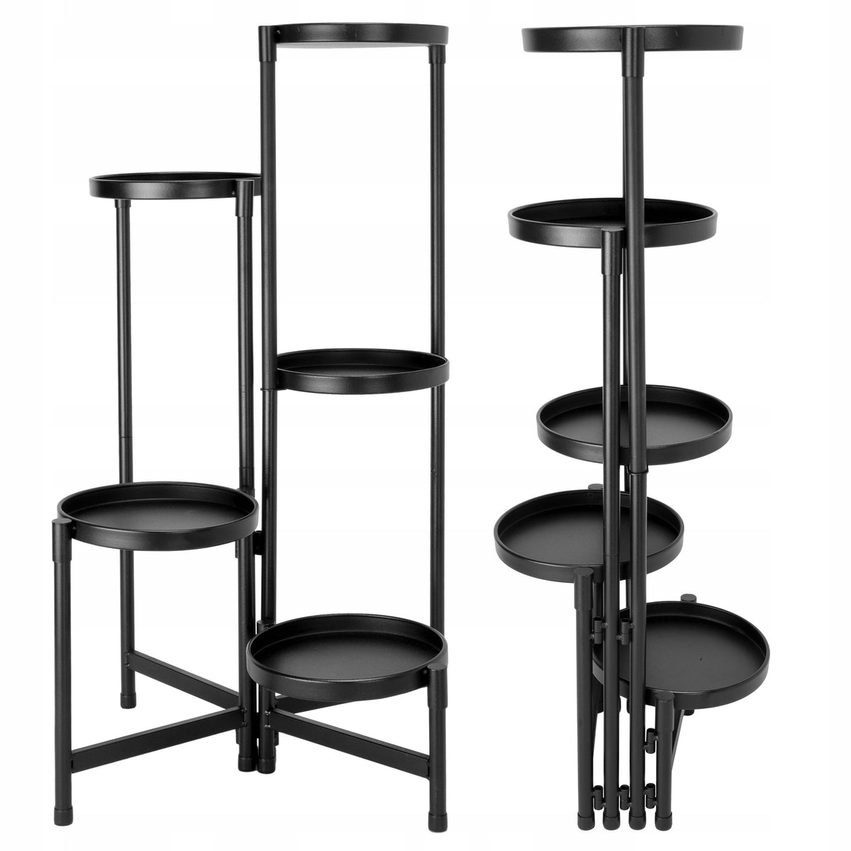Kwietnik na kwiaty rośliny stojak metalowy stojący loft półki czarny ekspozytor doniczek, 5 miejsc, wysokość 80 cm
