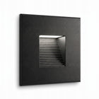Czarna Oprawa Schodowa LED 230V Aluminiowa lampka na stopnie, do korytarza, montaż wpuszczany, neutralna barwa, 1,5 W