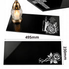 Podstawka Pod Znicze Podkładka na grób 49,5 x 23 cm Czarna Duża Grawerowana mata pod lampiony, ochrona płyty nagrobnej