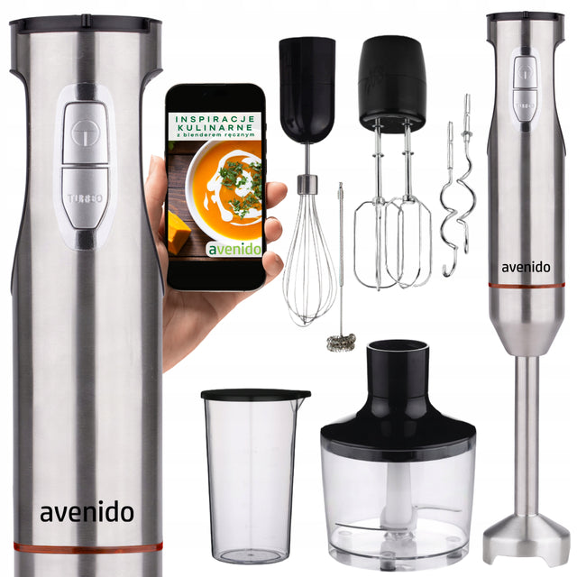 Blender ręczny 1800W robot kuchenny mikser rozdrabniacz trzepaczka tytanowy