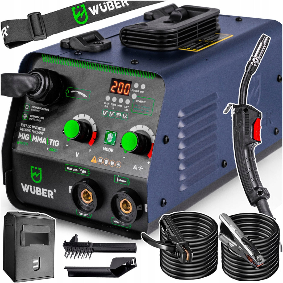 Spawarka inwertorowa migomat MIG flux MMA TIG 200A igbt HOT start antistick półautomat spawalniczy 230 V, cykl pracy