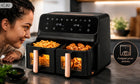 Frytkownica dwukomorowa beztłuszczowa airdweller AIR fryer 2400W 9l czarna czarny