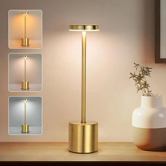 Bezprzewodowa lampka stołowa LED dotykowa ściemnialna akumulatorowa lampka oświetlenie nocne do sypialni różowe 34 cm 5 w