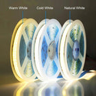 Taśma LED COB 24V mocna 18w/m 1800 lm/m neon linia double neutral 1m pasek świetlny do podświetlenia mebli, wnęk i