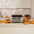 Frytkownica beztłuszczowa dwukomorowa AIR fryer voksar G11 2400W +przepisy srebrny/szary