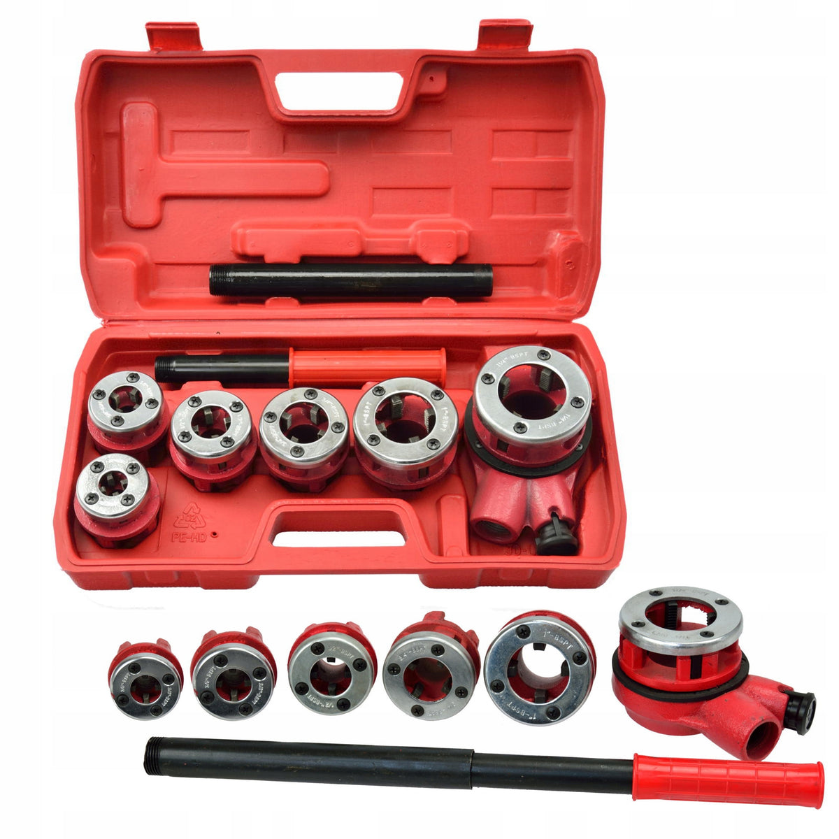 GEKO GWINTOWNICA NARZYNKA DO RUR HYDRAULICZNA NASADKI 6 SZTUK 1/4"-1,1/4"