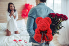 MIŚ z płatków RÓŻ XXL duży na dzień mamy kobiet piękny prezent + LED miś z róż 30 cm
