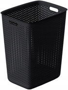 Kosz na pranie 60l z pokrywą i koszyk 3,5l zestaw 2 szt ażurowy z uchwytami pojemnik na bieliznę, plastikowy