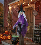 DEKORACJA WISZĄCA WIEDŹMA 90 CM DŹWIĘK ŚWIATŁO OZDOBA SALI HALLOWEEN figura czarownicy, straszydło, rekwizyt na