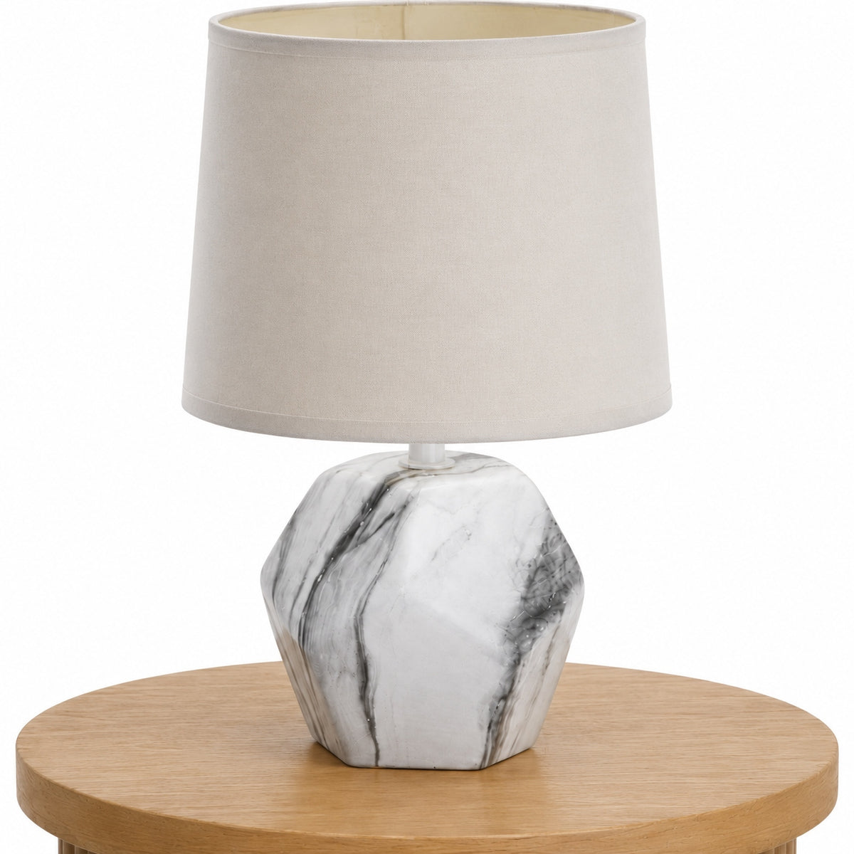 NOWOCZESNA LAMPKA NOCNA STOŁOWA OKRĄGŁA CERAMICZNA DO SALONU SYPIALNI nocna, stołowa beżowy