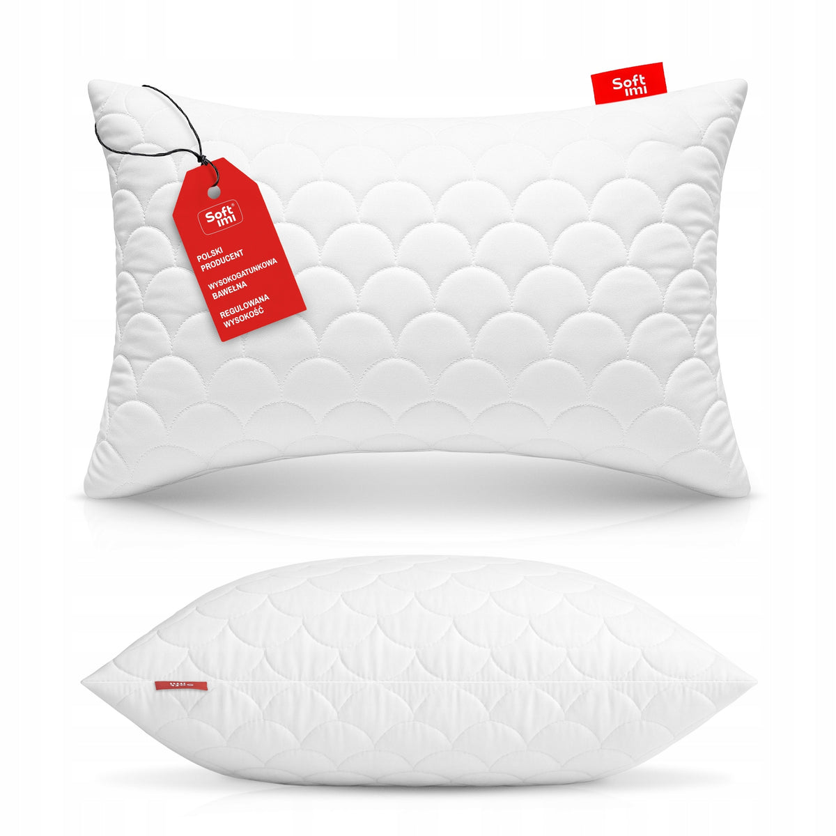 Poduszka antyalergiczna 40x60 CM do spania pikowana gruba na zamek biała wypełnienie z włókien silikonowych 365 g