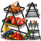 Kosz na owoce Koszyk na Warzywa Stojak Piętrowy Czarny 3 Poziomy metalowy Organizer kuchenny na produkty spożywcze, 5