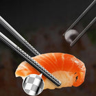 Pałeczki premium stal nierdzewna 5 par srebrne do sushi, kuchni azjatyckiej, wielorazowe metalowe sztućce, 23,5 cm