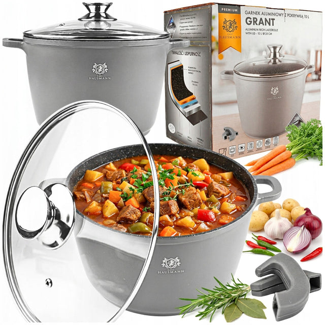 Garnek duży 10l indukcja GAZ wysoki garnek marmurkowy do piekarnika garnki aluminiowy 24 cm do gotowania i duszenia