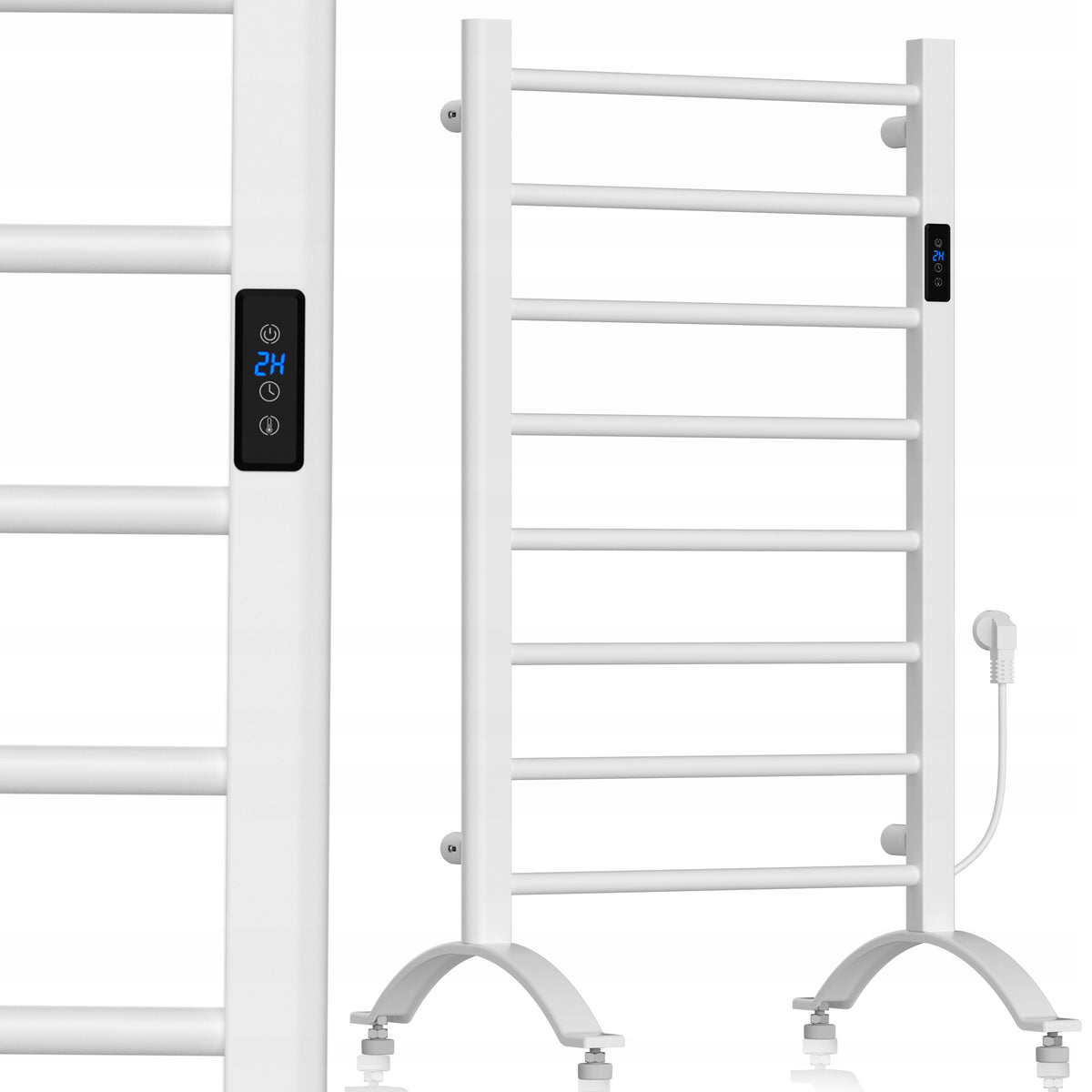 GRZEJNIK ELEKTRYCZNY ŁAZIENKOWY DRABINKA ŚCIENNY STOJĄCY TERMOSTAT 200W 500 mm 905 mm grzewcza biały