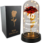 Wieczna róża LED Prezent na Ślub dla Młodej Pary 25 40 50 Rocznicę Rodziców statuetka dekoracyjna z nadrukiem na