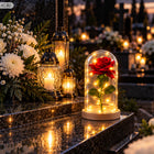 Znicz na cmentarz róża wieczna LED duży świeci JAK solarny na grób piękny lampion nagrobny ozdoba nagrobna 22 cm