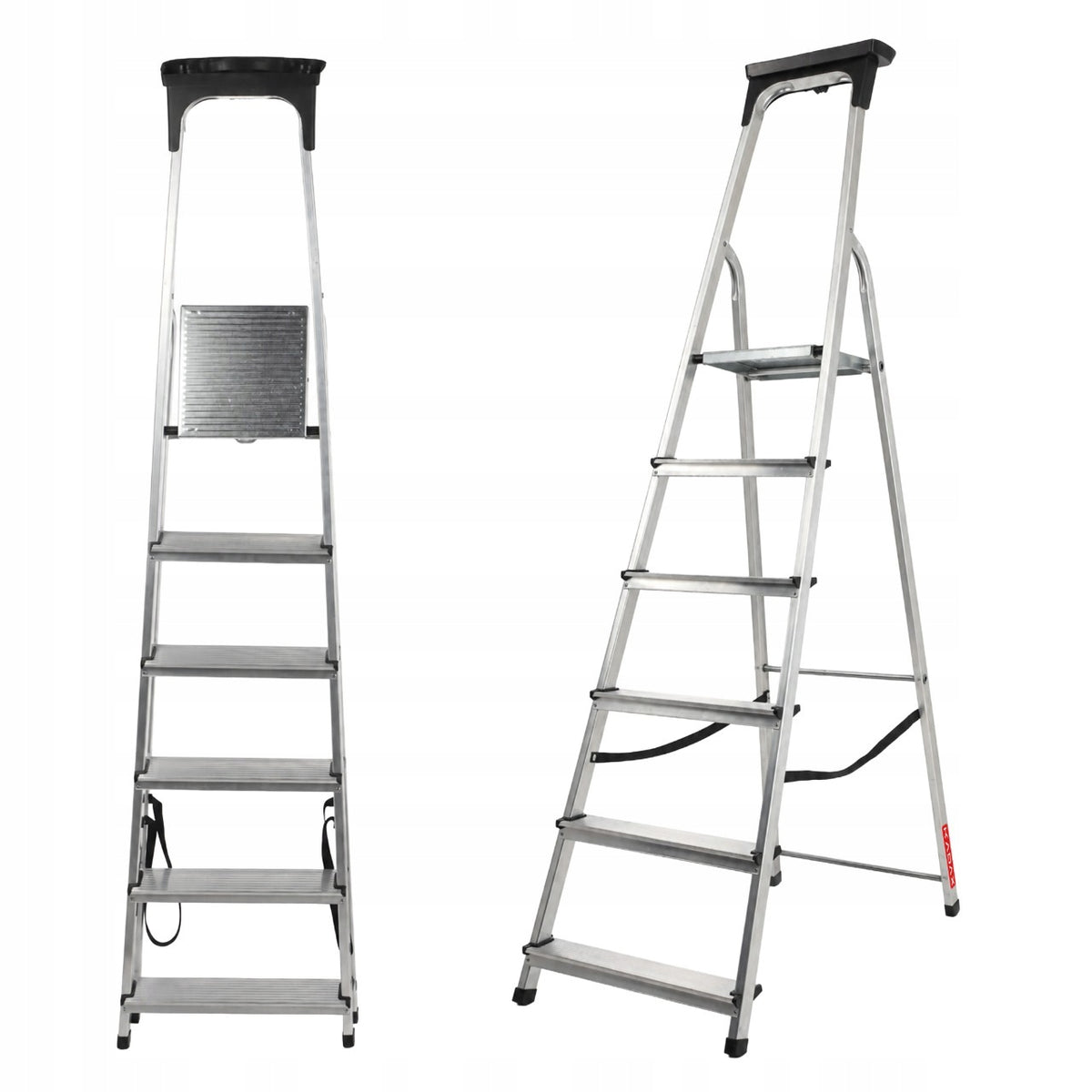 Drabina aluminiowa domowa 6 stopniowa składana półka + HAK produkt polski do malowania, podest 118 cm, zasięg pracy