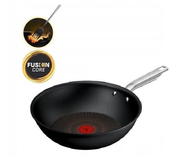 TEFAL Experience wok 28cm INDUKCJA nieprzywierająca powłoka FusionCore patelnia głęboka do piekarnika
