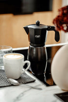 Kawiarka Zaparzacz do Kawy Adler AD 4421 - Intensywne Espresso w 320ml aluminiowa, 6 filiżanek, czarna, można myć w