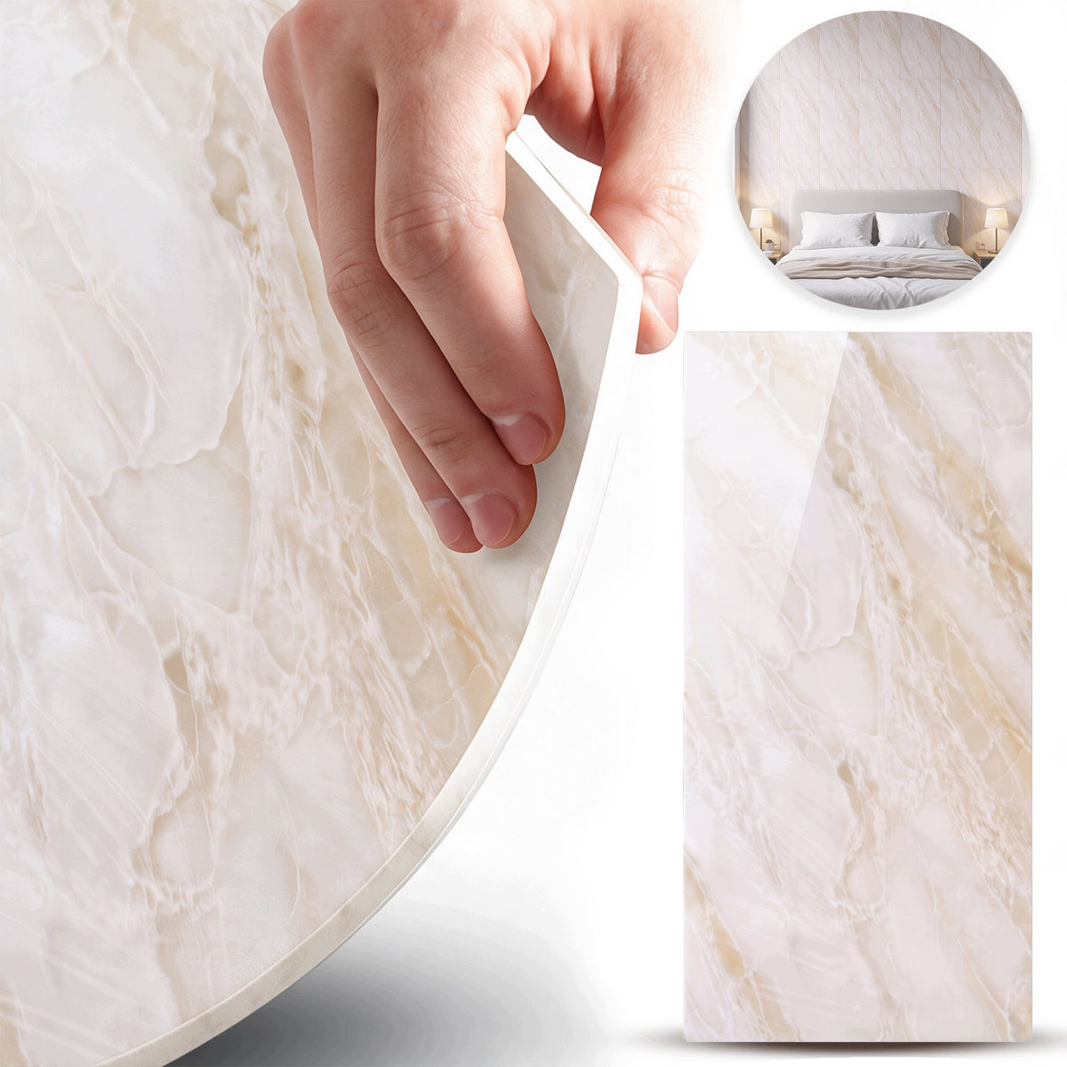 Samoprzylepny panel ścienny 30x60 marmur PCV laminat połysk 3D płytki x10 okładzina dekoracyjna do wnętrz